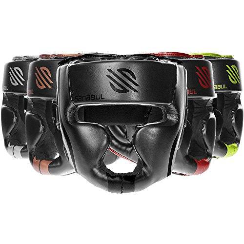 Sanabul Essential Boxing Headgear for Men & Women, Muay Thai MMA Headgear with Protective Padding, Full Face Coverage for Sparring Training, Black, S/M