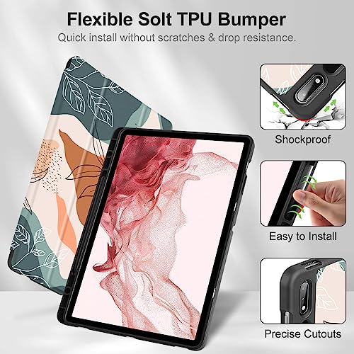 Tuiklol Case for Samsung Tab S8 Plus 2022 & S7 FE 2021 & S7 Plus Release 12.4 inch Cover Slim TPU Back Protective with Pencil Holder & Trifold Stand and Auto Wave/Sleep for Tab S8 Case,Moon