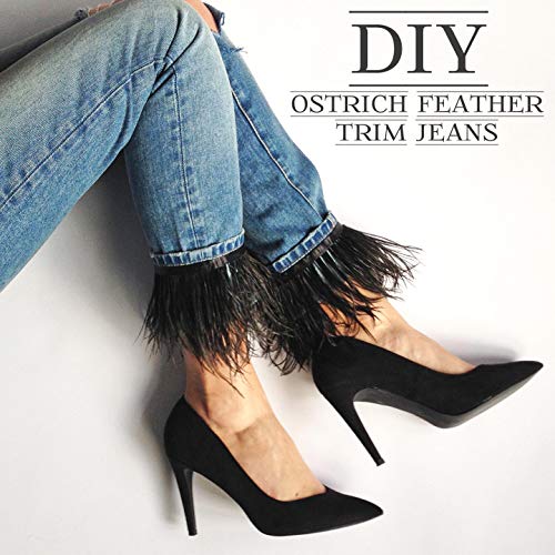 AWAYTR Ostrich Feather Trim Fringe - Satin Ribbon Dress Sewing Crafts Costumes Decoration Pack of 2 Yards (Beige)
