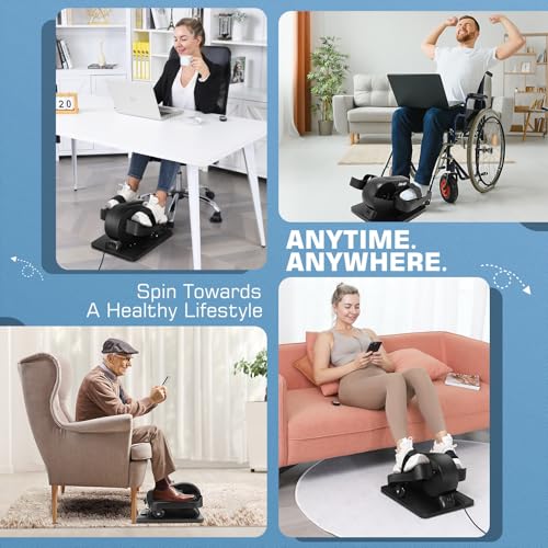 FUNMILY Under Desk Elliptical, 2 in 1 Leg Exerciser While Sitting for Seniors Adults, Ellipse Leg Exerciser with Display Monitor & Remote Control for Home Office Use
