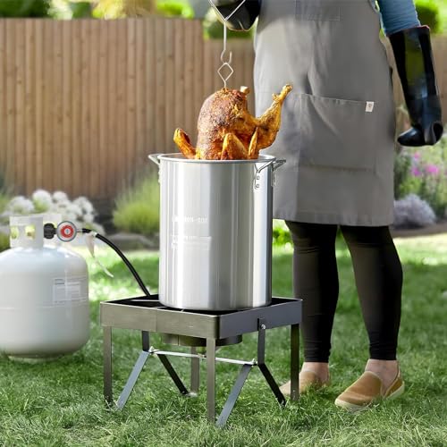 SHINESTAR 0-20 PSI Adjustable Propane Regulator and Hose with Brass Adapter, 4 Feet Gas Burner Hose Replacement for Turkey Fryer, Fish Cooker, Fire Pit, Forge and more