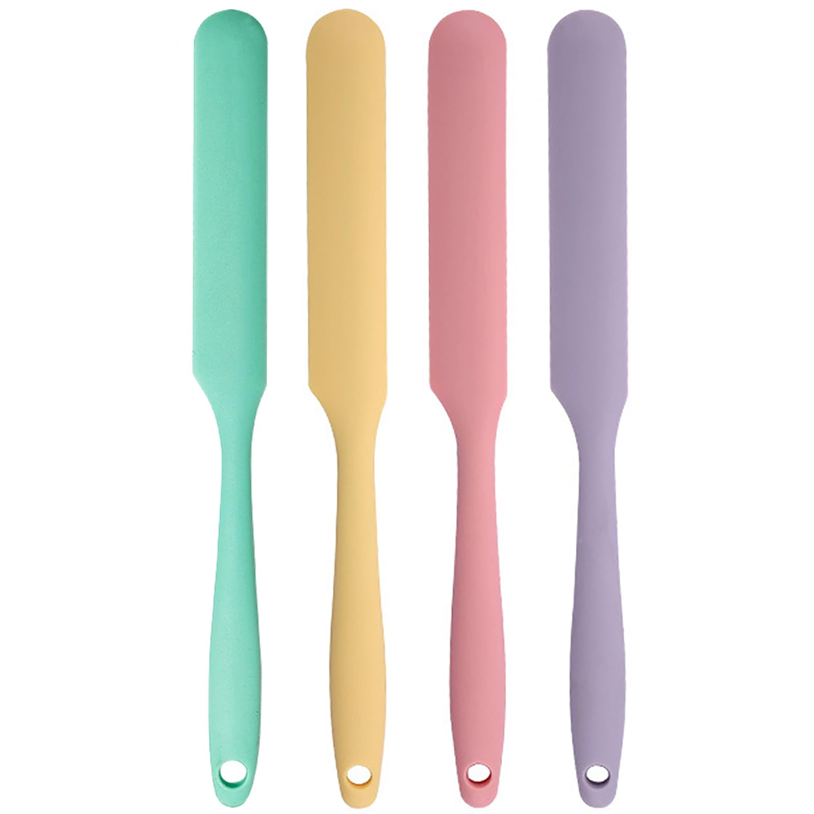 4 Pcs Silicone Jar Spatula Set - Long Handle Sourdough Scraper, Skinny Spatula for Jars, Bottles, and Containers, Non-Stick Heat Resistant Cake Cream Spatulas