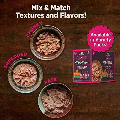 Wellness CORE Natural Grain Free Small Breed Mini Meals Wet Dog Food, Chunky Chicken & Chicken Liver Entrée in Gravy, 3-Ounce Pouch (Pack of 12)