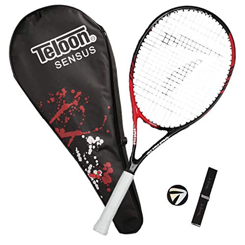 Teloon Sensus Series | Triple Shock Absorption | Adult Tennis Racquet, Women Tennis Racket Includes Bag Cover, Shock Absorber, Tennis Grip (Flame Red)