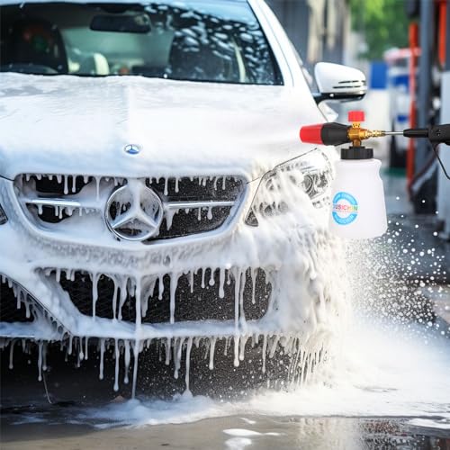DUSICHIN Foam Cannon Soap Cannon for Pressure Washer Foam Gun Soap Sprayer 4000 PSI Wide Neck Snow Foam Gun Adjustable Nozzle Car Washer with 1L Container Additional Orifice Nozzle 1.04mm DUS2401