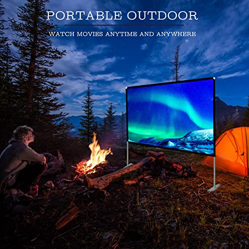 Portable Projector Screen Stand Outdoor: Movie Projection Screen 80 inch 4K HD16:9 Outside Screen with Carry Bag for Home Theater Backyard Cinema Travel Foldable Anti Crease