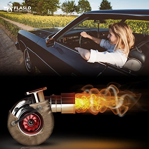FLASLD Titanium Turbo Blanket T3 cover for Turbocharger Thermal Heat Shield Cover with Fastener Springs