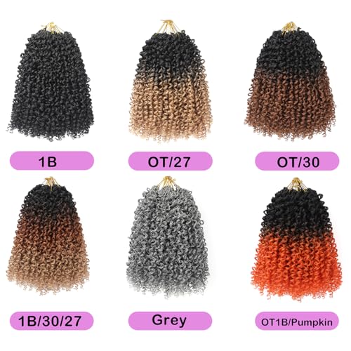 Yanky Twist Pre-looped Crochet Braid Synthetic Short Re-twisted Curls Passtion Twist Crochet Hair for Black Women Hair Extensions(8nch 8Pack 3T1B/30/27)