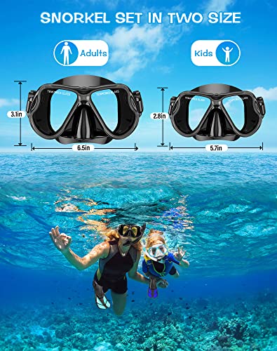 Greatever Dry Snorkel Set,Panoramic Wide View,Anti-Fog Scuba Diving Mask,Professional Snorkeling Gear for Kids