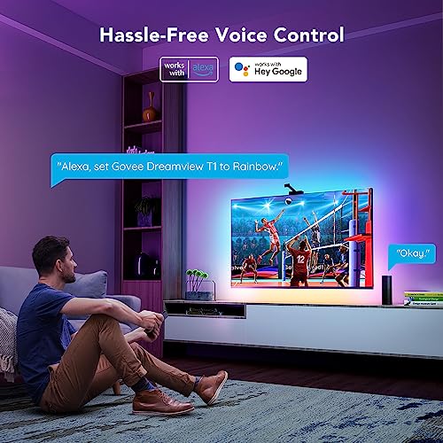 Govee Envisual LED Backlights for 75-85 inch TVs, 16.4ft RGBIC WiFi DreamView T1 TV Backlights with Camera, Works with Alexa & Google Assistant, App Control, LED Lights Scene Mode, H6199