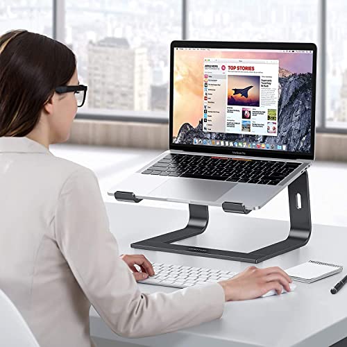 OMOTON Laptop Stand, Detachable Laptop Mount, Aluminum Laptop Holder Stand for Desk, Compatible with MacBook Air/Pro, Dell, HP, Lenovo and All Laptops (11-16 inch), Black