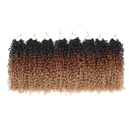 Yanky Twist Pre-looped Crochet Braid Synthetic Short Re-twisted Curls Passtion Twist Crochet Hair for Black Women Hair Extensions(8nch 8Pack 3T1B/30/27)