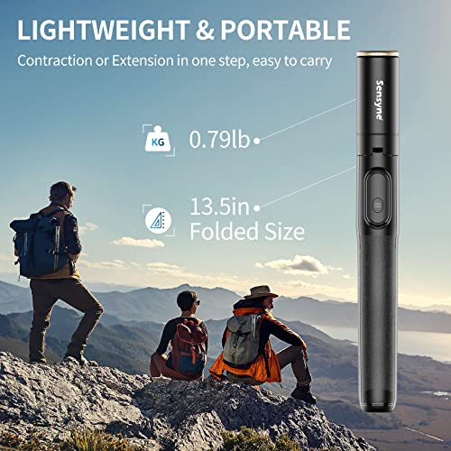 Sensyne 60" Phone Tripod & Selfie Stick, Lightweight All in One Phone Tripod Integrated with Wireless Remote Compatible with All Cell Phones for Selfie/Video Recording/Photo/Live Stream/Vlog(Black)