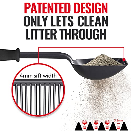 iPrimio Monster Cat Litter Scooper with 17 Inch Long Handle and Soft Grip - Sturdy Extra Large Deep Shovel Scoop - Cat Litter Scoop Great for Sore Hands - Kitty Litter Box Accessory