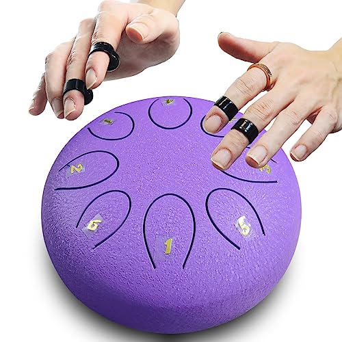 REGIS rain drum for outside,Steel Tongue Drum 8 Notes 6 Inches Chakra Tank Drum Steel Percussion Padded Travel Bag and Mallets,Musical Education Entertainment Meditation Yoga Zen Gifts(Lavende)
