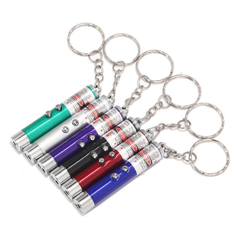 CHUQIANTONG 6PCS Cat Toy Mini Red Laser Pointer Cat Dog Interactive Training Tools White LED Torch Light with Keychain
