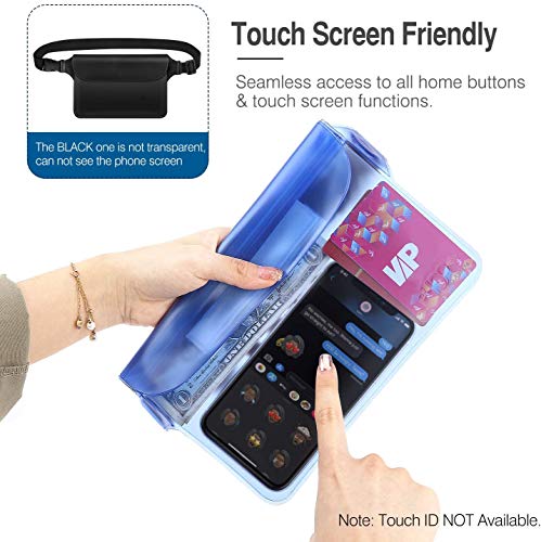 ORIbox 2 Pcs Waterproof Pouch , Zipper Design Perfect for Boating Swimming Snorkeling Kayaking Beach Pool Water Park(Black), D Black Black