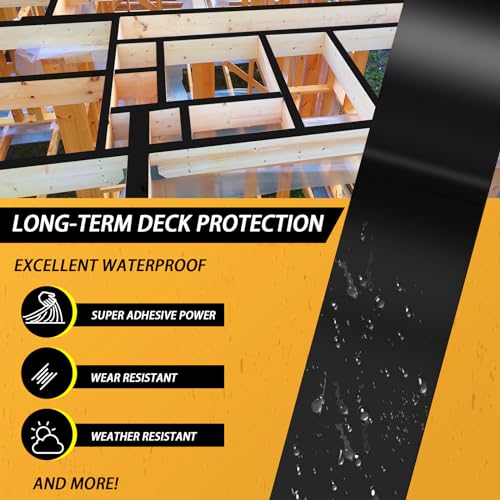 Heelos Butyl Joist Deck Tape 4"×50,1 Pack Weather-Resistant Deck Joist Tape Waterproof Flashing Tape, Self-Adhesive Joist Tape Decking for Wood Decks Joist Beams Roof