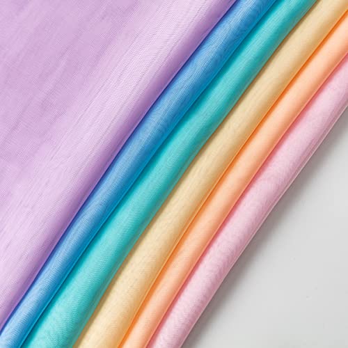 Yancorp 6 Panels Sheer Curtains Rainbow Window Decoration Voile Drapes 63 Inches Kids Girls Boys Party Favor Christmas Classroom Decor Bedroom Backdrop (Macaron, (W40 x L63) x 6 Panels)