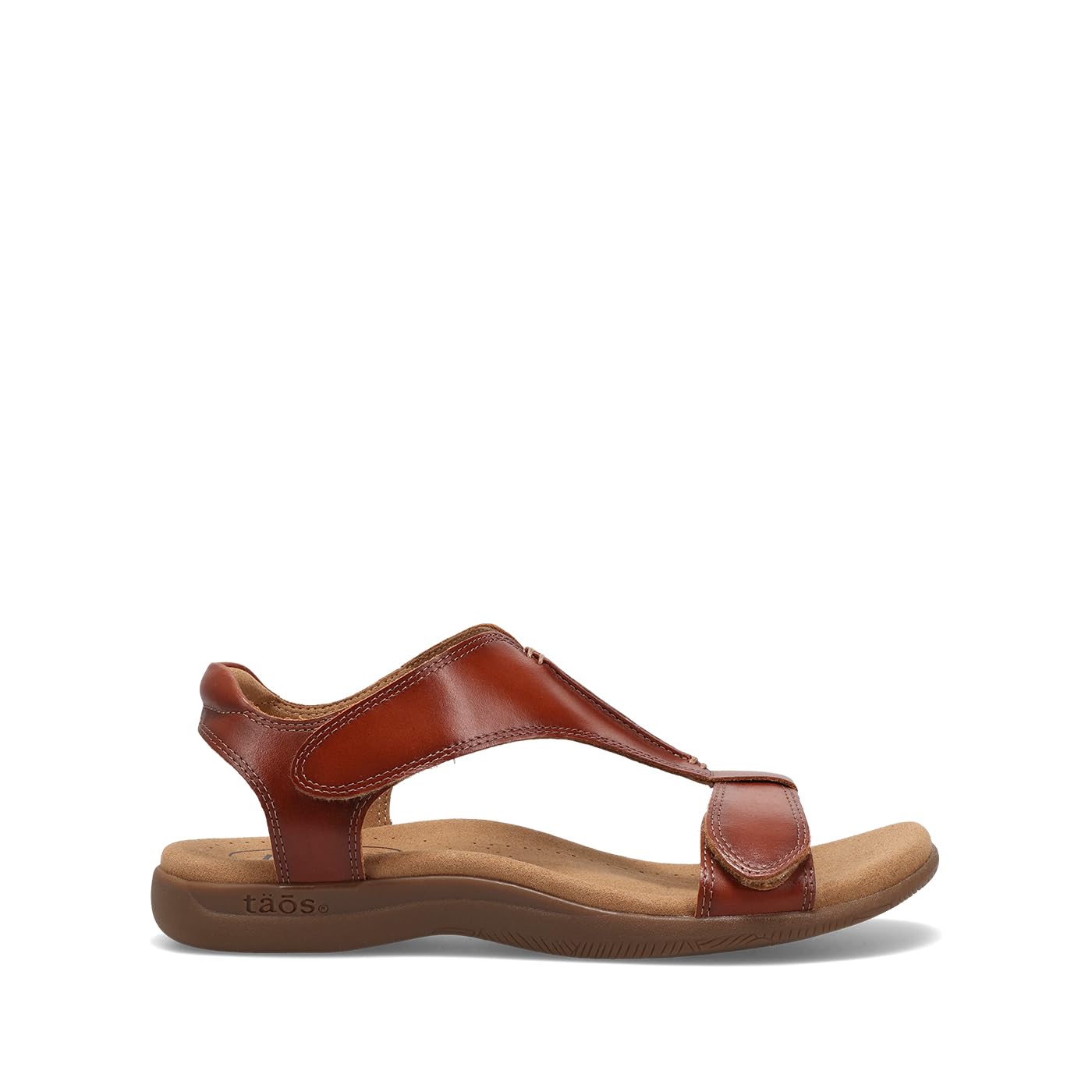 Taos The Show Premium Leather Women's Sandal - Experience Everyday Style, Comfort, Arch Support, Cooling Gel Padding and an Adjustable Fit for Exceptional Walking Comfort Cognac 10 (M) US