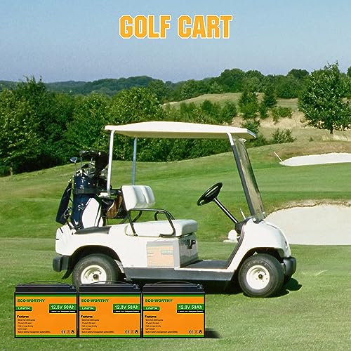 ECO-WORTHY 12V 50Ah 3 Pack LiFePO4 Lithium Battery (Pack in Series to 36V 50Ah), Built-in BMS, 3000+ Deep Cycle, Replacement of Lead-Acid Battery, Easy Installation, for Golf Cart, Trolling Motor