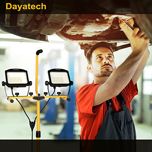 DAYATECH 10000 Lumen Dual-Head LED Work Light with Metal Telescopic Tripod Stand,10 Ft Power Cord
