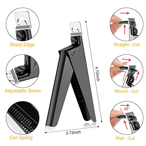 Mudder Acrylic Nail Clippers Kit False Nails Tips Cutter Professional Cuticle Trimmer Nipper Cutter Pusher Remover Stainless Steel Manicure Pedicure Art Tools Set Salon Home(Black)