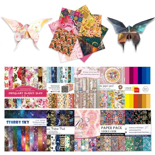 Origami Paper Kit 50 Sheets 6 Inch Square Double Sided Color 10 Vivid Colors for Hand Crafts Origami Paper Arts Creativity.Monet