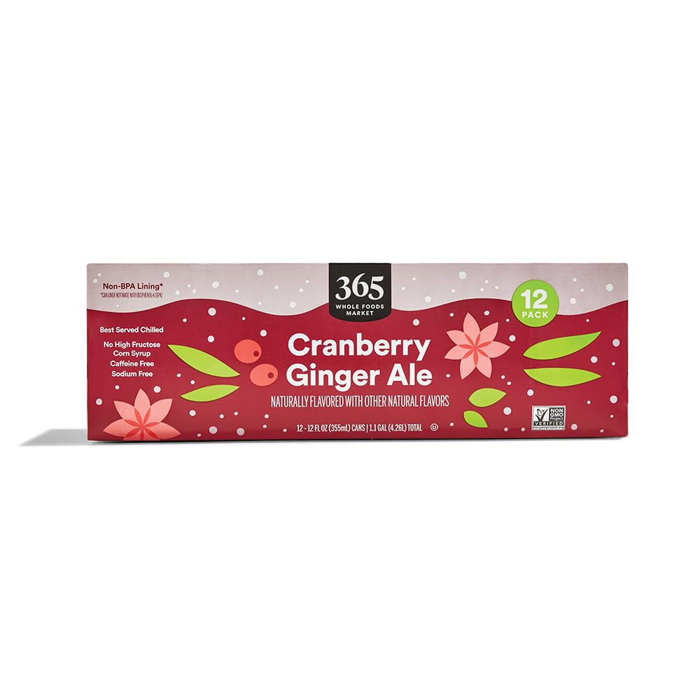 365 By Whole Foods Market, Soda Cranberry Ginger Ale 12 Pack, 12 Fl Oz