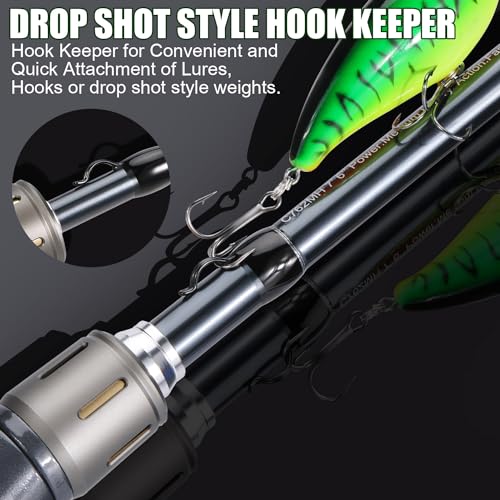 Sougayilang Fishing Rod and Reel Combo, Baitcasting Combo,30 Ton + 24 Ton Carbon Fiber 2 Pieces Fishing Poles with Baitcaster Reel,SuperPolymer Handle