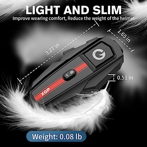 XGP Motorcycle Bluetooth Headset V5.2 with Music Sharing, 2-Way Motorcycle Helmet Bluetooth with IP67 Waterproof, Helmet Intercom Communication Systems with Strong Bass for Snowmobile/ATV, 1 Pack