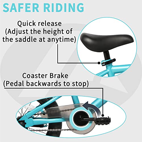AVASTA 18 inch Kids Bike for 5 6 7 8 Years Old Little Kids Boys Girls with Dual Handbrakes & Kickstand Adjustable Seat Color Arctic