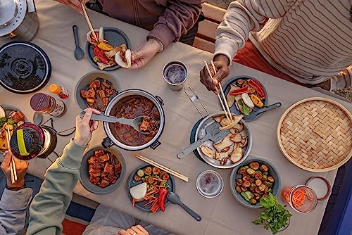 STANLEY Even Heat Essential Pot Set, 4-Piece Camping Cookware Set with Stainless Steel Pots and Pans, Utensils, Lids, and Cooking Accessories, Outdoor Travel Kit for Campsites, Hiking, and More