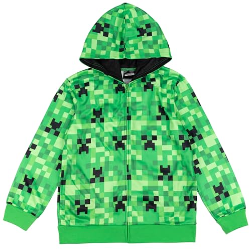 Minecraft Creeper Little Boys French Terry Zip Up Hoodie Green 4