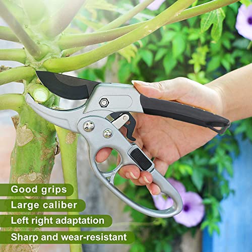 MEPEREZ Labor Saving Peuning shears, Work 3 Times Easier, Arthritis Weak Hand Snips (Red, Modern, 1, ST-4)