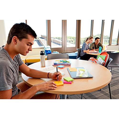 Post-it Super Sticky Notes, 12 Sticky Note Pads, 3 x 3 in., School Supplies, Office Products, Sticky Notes for Vertical Surfaces, Monitors, Walls and Windows, Supernova Neons Collection