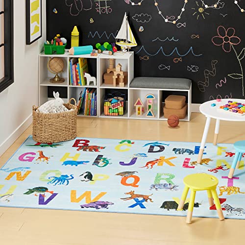 Home Dynamix Eric Carle Elementary Pink Alphabet Kids Machine Washable Area Rug Pink/Blue, 35"x51"