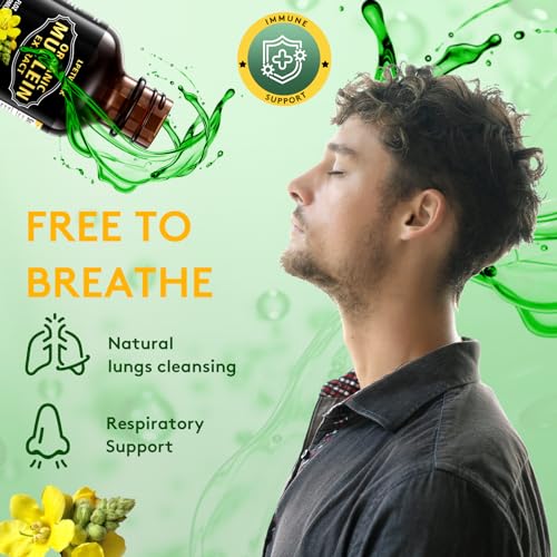 2 Fl oz Mullein Leaf Extract - Organic Mullein Leaf Liquid Drops Tincture Supplement High Bioavailability for Women, Men 98% Absorption, Herbal Goodness -Big Capacity (60ML)