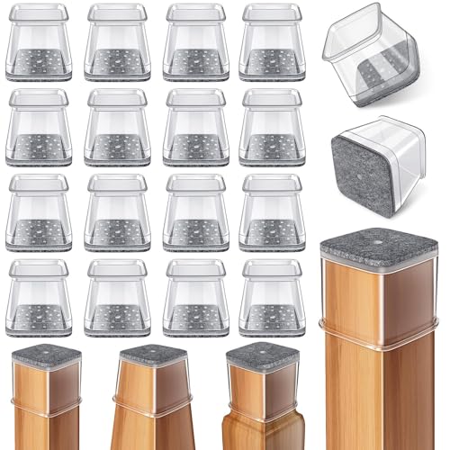 24 Pcs Chair Leg Floor Protectors, Silicone Felt Furniture Leg Pads Caps Covers for Hardwood Floors (Fit:0.5“-0.89”)
