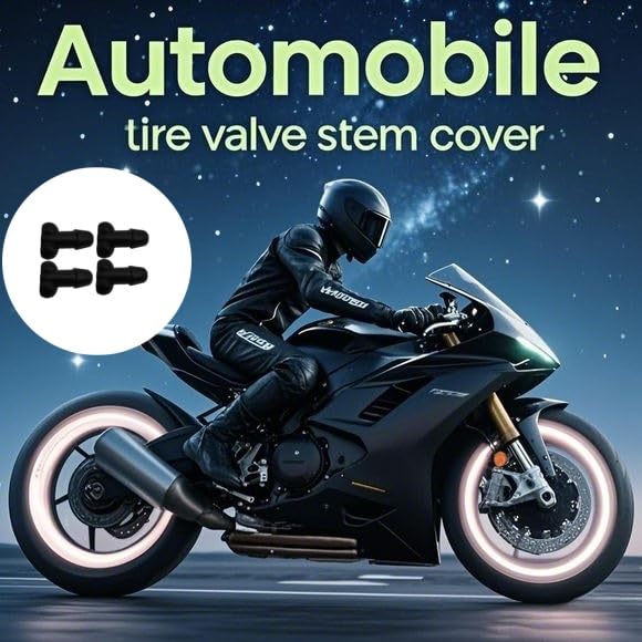 Carastora Glow-in-The-Dark Valve Stem Caps – 4-Pack Funny Wheel Accessories, Airtight, Rustproof, Dustproof & Waterproof Caps for Cars, Bikes, Trucks, Motorcycles – Universal Fit(Black)