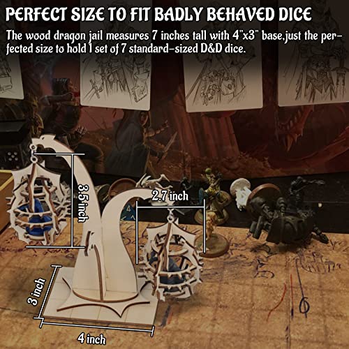 DND Dragon Dice Jail Prison Wood Hanging Cage for Your Bad Dice (Dice Jail B)