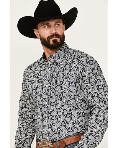 Ariat Men's Wrinkle Free Kohen Classic Fit Shirt, Deep Pacific