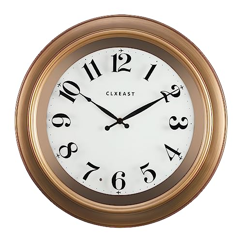 CLXEAST 18 Inch Glow in The Dark Wall Clocks for Living Room Decor, Large Illuminated Gold Wall Clock,Antique Brushed Gold,House Warming Gifts New Home