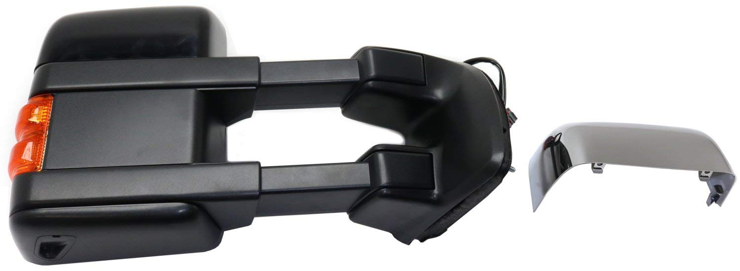 Kool Vue Passenger Side Power Heated Towing Mirror for Ford F-250 F-350 Super Duty 2011-2016 Power Fold With Signal Light & Memory; Without Blind Spot Monitor Auto Extend with 2 Caps