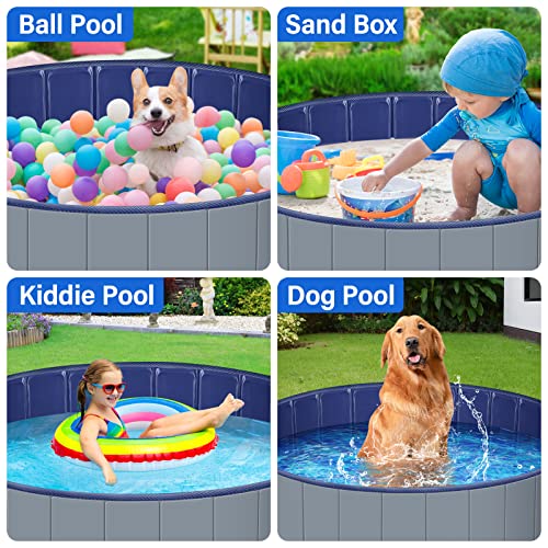 Dog Pool for Small Dogs, Plastic Pool for Kids, Dog Tub for Small Dogs, Dog Bathtub Portable, Foldable Pool for Dogs Slip-Resistant (32"x 8"