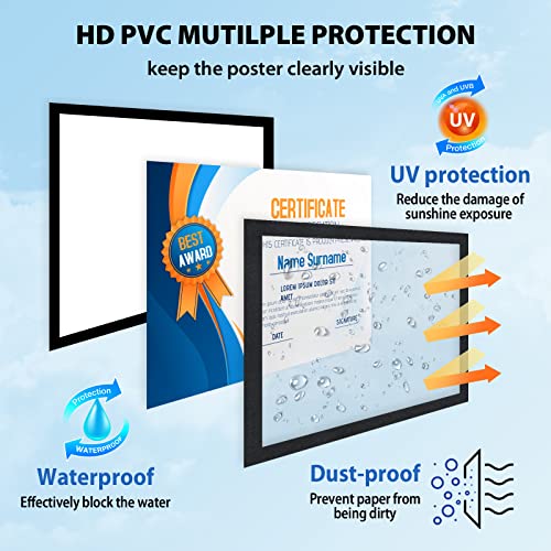 VAIIGO 8.5" x 11" Magnetic Self-Adhesive Display Frame, Double Sided Window Magnetic Sign Holder with Clear PVC and Strong Magnetic for Office/Home/Store/Door/Glass/Wall Display Frame (Black, 2Pack)