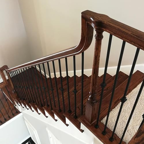 Senmit Iron Baluster Shoes - Flat Shoe with Screw - for Use with 1/2" Square Balusters - Set of 10 (Satin Black)