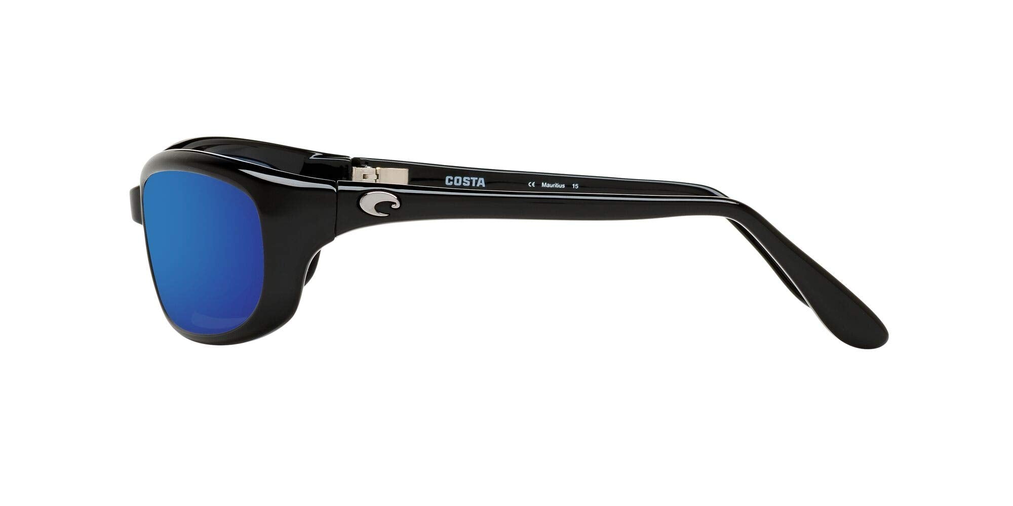 Costa Del Mar Mens Harpoon Oval Sunglasses, Shiny Black/Grey Blue Mirrored Polarized-580P, 62 mm