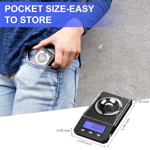 Milligram Scale, 50g/0.001g High Precision Mg Scale, Jewelry Scale with Tare, 6 Unit Powder Scale, Digital Miligram Scale for Powder Medicine, Gem, Micro Gram Scale, Reloading Scale Gold