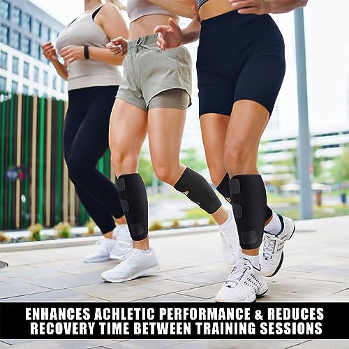 CINLITEK Calf Brace 2 pack,Adjustable Shin Splint Compression Calf Wrap, Increases Circulation,Reduces Muscle Swelling for Calf Pain Relief, Torn Calf Muscle,Sprain,Recovery,Calf Sleeve for Men and Women(Black)